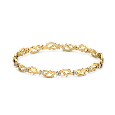 Entwined Leaves Diamond Bangles In Pure Gold By Dhanji Jewels