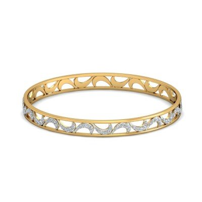 Fashionable Crescent Diamond Bangles In Pure Gold By Dhanji Jewels