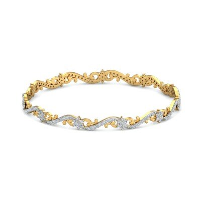 Floral Lace Diamond Bangles In Pure Gold By Dhanji Jewels