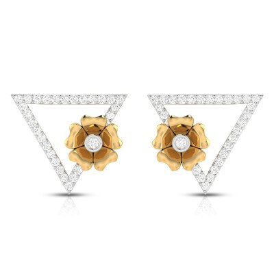 Upside Down Pyramid Flora Diamond Earring In Pure Gold By Dhanji Jewels