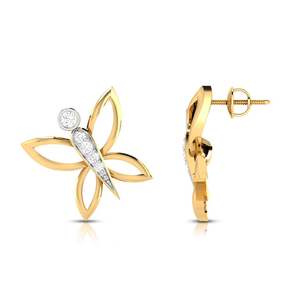Cheering Butterfly Diamond Earring In Pure Gold By Dhanji Jewels