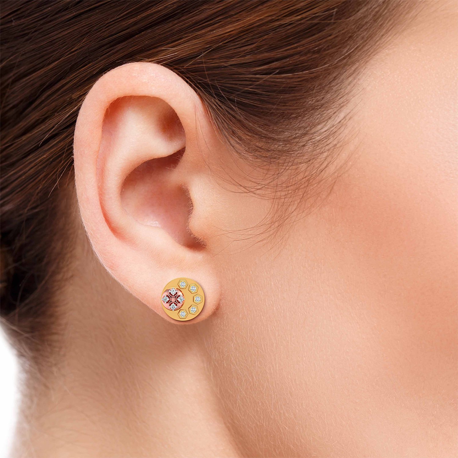 Ear Palette Diamond Earring In Pure Gold By Dhanji Jewels