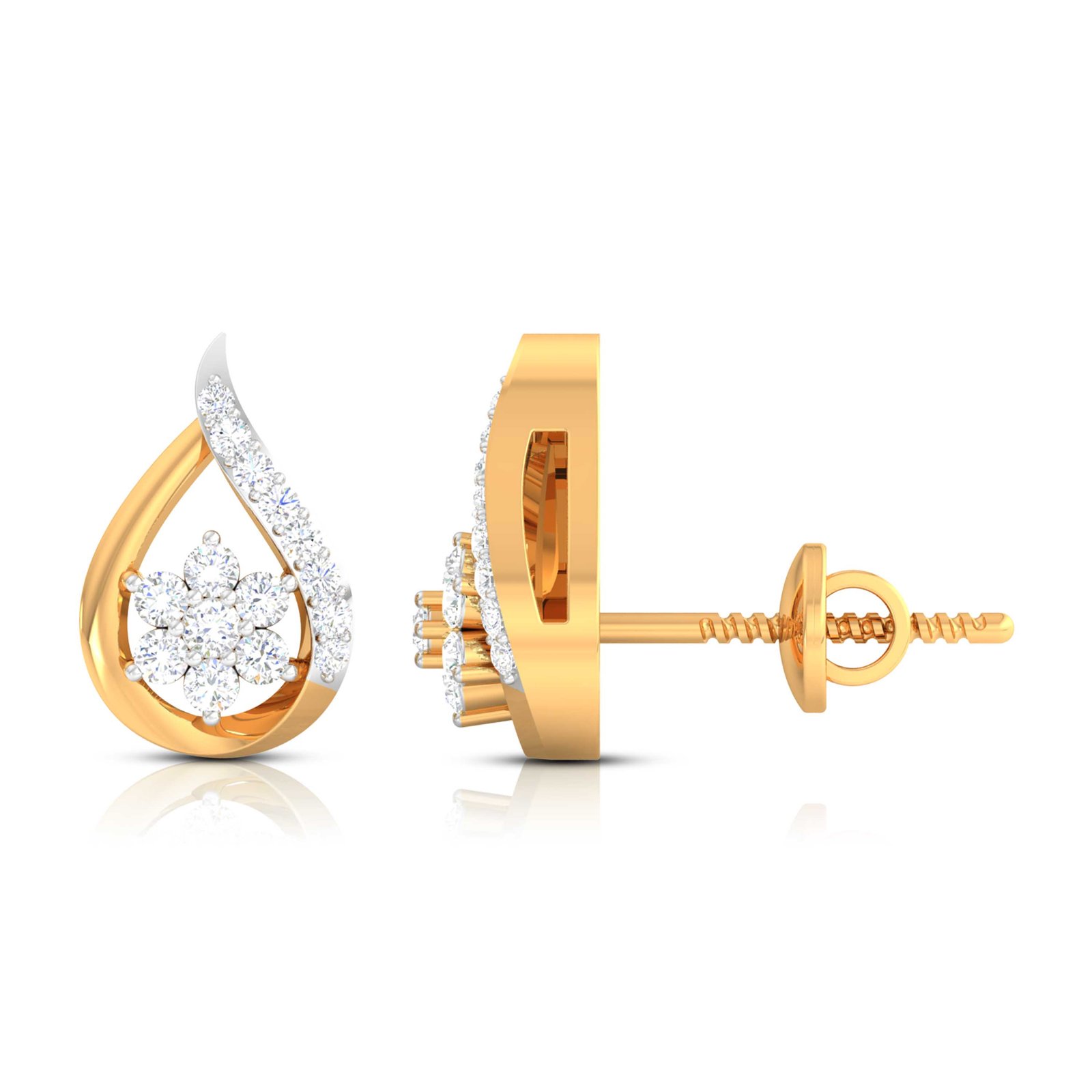 Floral Drop Diamond Earring In Pure Gold By Dhanji Jewels