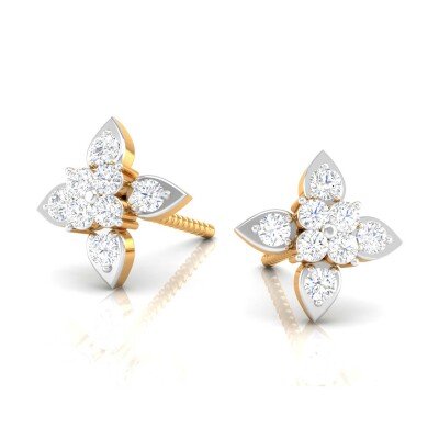 Illuminous Petal Diamond Earring In Pure Gold By Dhanji Jewels