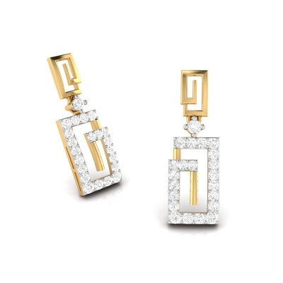 Partywear Stylish Diamond Earring In Pure Gold By Dhanji Jewels