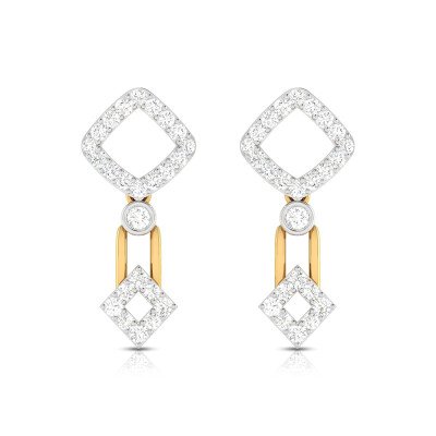 Tilted Elegant Square Diamond Earring In Pure Gold By Dhanji Jewels