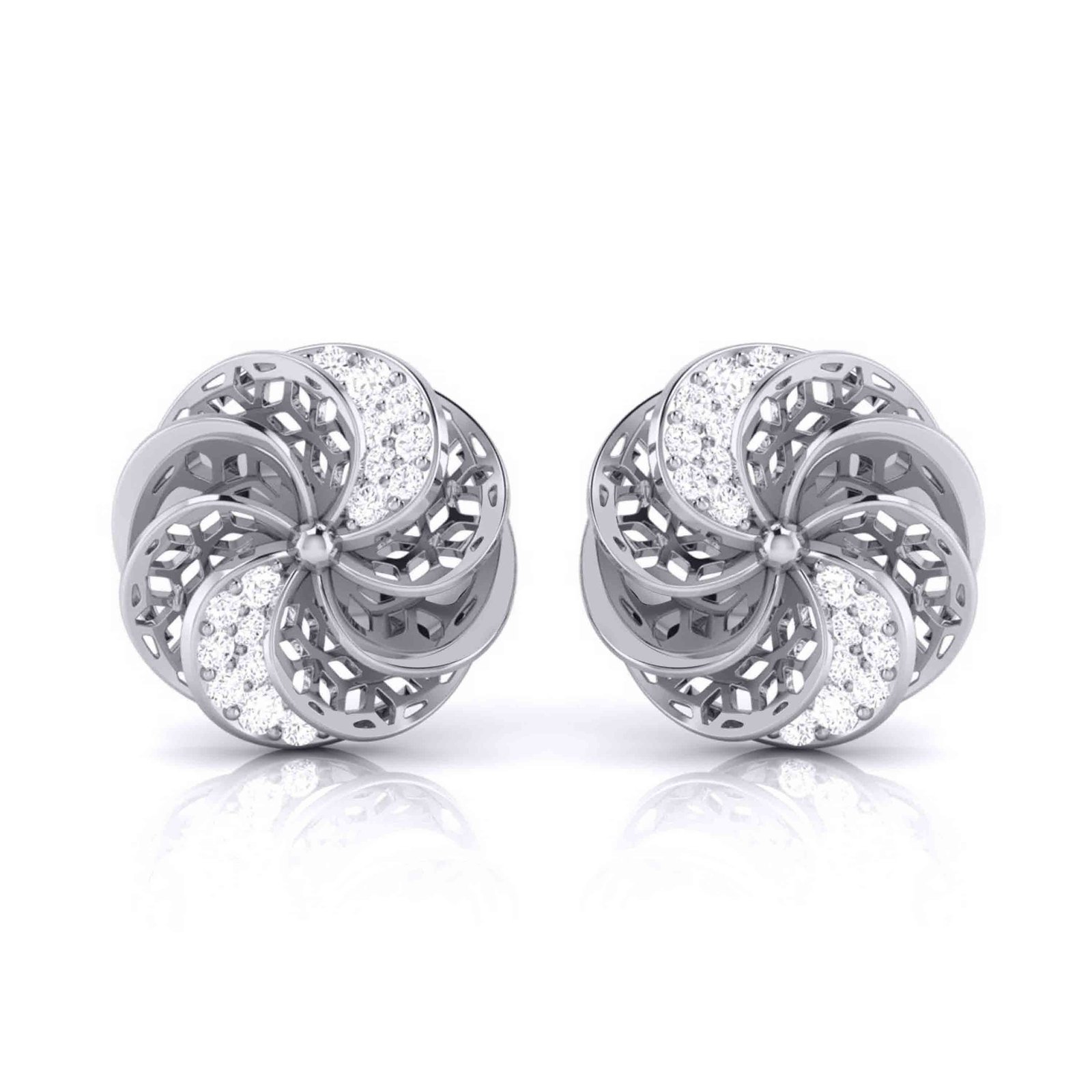 Fancy Whirl Diamond Earring In Pure Gold By Dhanji Jewels