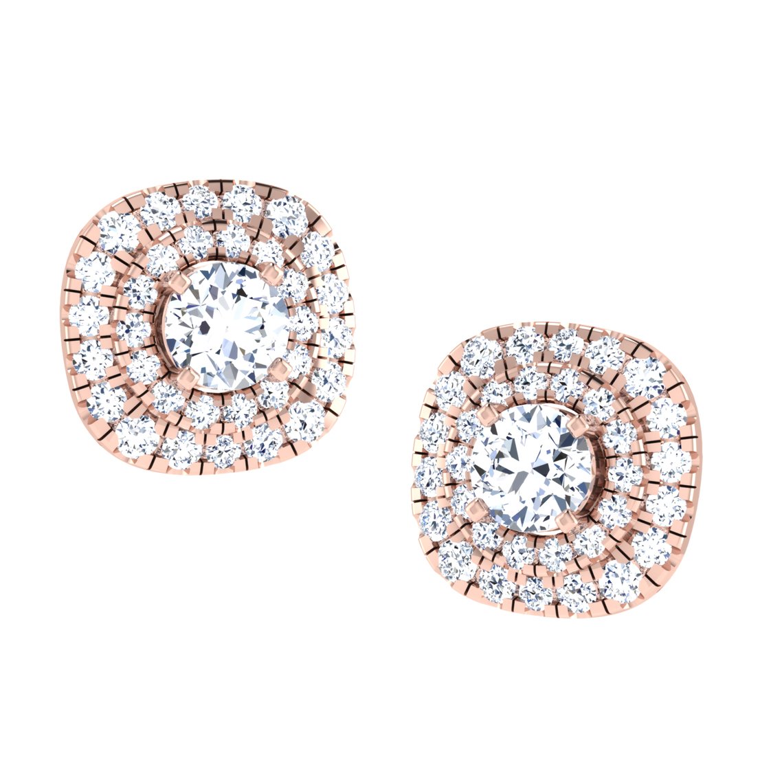 Squarish Round Diamond Earring In Pure Gold By Dhanji Jewels