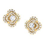 Clover Solitaire Diamond Earring In Pure Gold By Dhanji Jewels