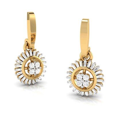 Baguette strokes Diamond Earring In Pure Gold By Dhanji Jewels