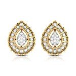 Floral Leaf Drop Diamond Earring In Pure Gold By Dhanji Jewels
