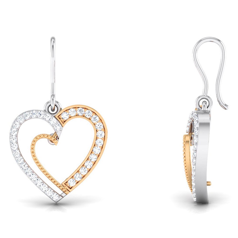 Joint Heart Diamond Earring In Pure Gold By Dhanji Jewels