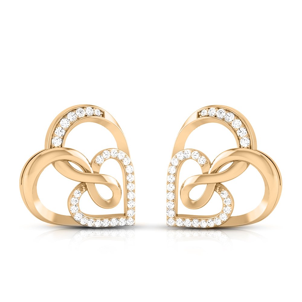 River Of Heart Diamond Earring In Pure Gold By Dhanji Jewels