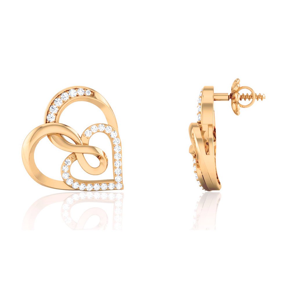 River Of Heart Diamond Earring In Pure Gold By Dhanji Jewels