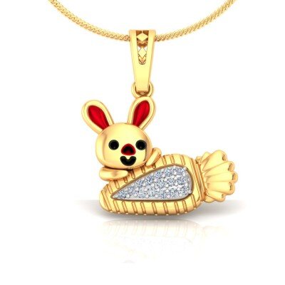 Bunny Loves Carrot Diamond Pendant In Pure Gold By Dhanji Jewels