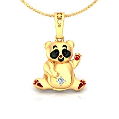 Dancing Panda Diamond Pendant In Pure Gold By Dhanji Jewels