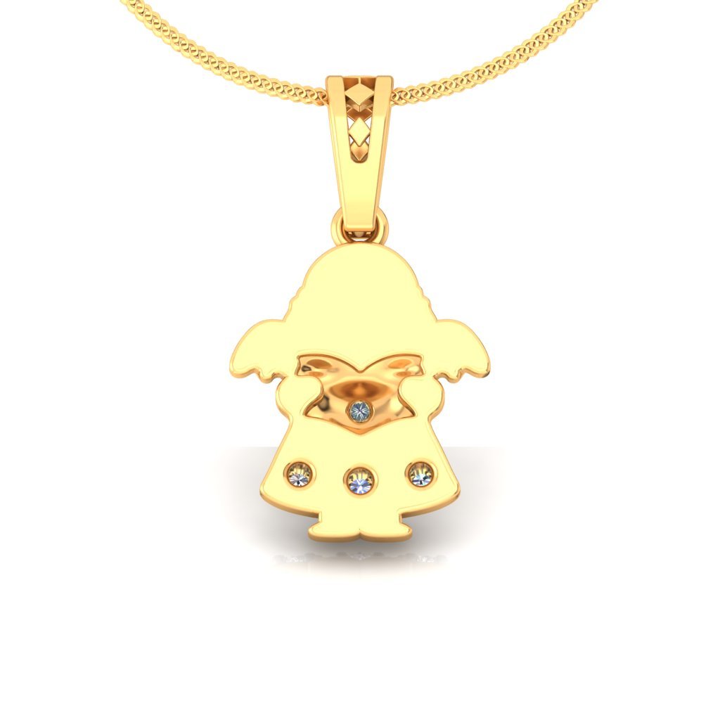 Cute Fairy Diamond Pendant In Pure Gold By Dhanji Jewels