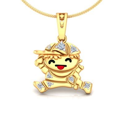 Smiling Kiddo Diamond Pendant In Pure Gold By Dhanji Jewels