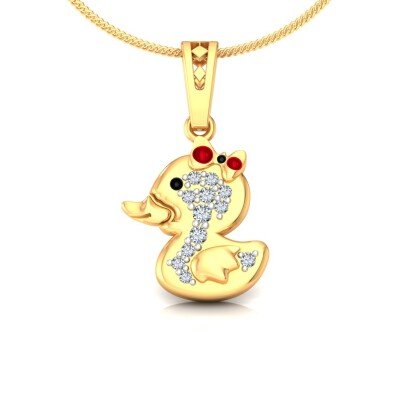Tiny Duckling Diamond Pendant In Pure Gold By Dhanji Jewels