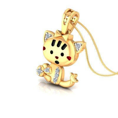 Little Kitten Diamond Pendant In Pure Gold By Dhanji Jewels