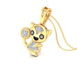 Melodious Cat Diamond Pendant In Pure Gold By Dhanji Jewels