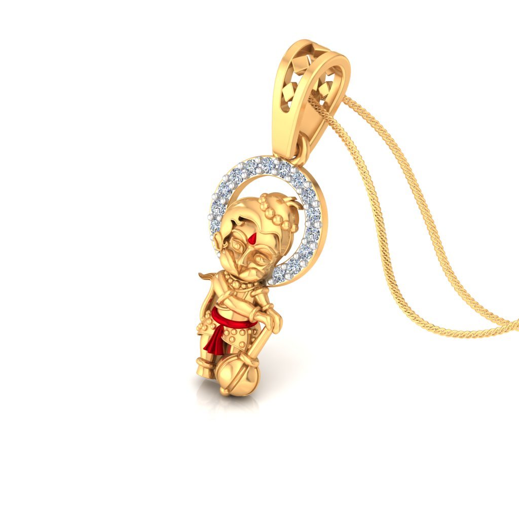 Bal Hanuman Diamond Pendant In Pure Gold By Dhanji Jewels