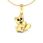 Panda With A Heart Diamond Pendant In Pure Gold By Dhanji Jewels