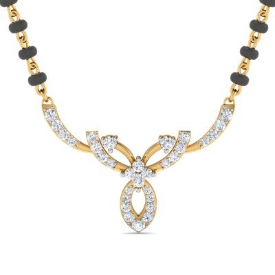 Bow of Love Diamond Mangalsutra Pendant In Pure Gold By Dhanji jewels