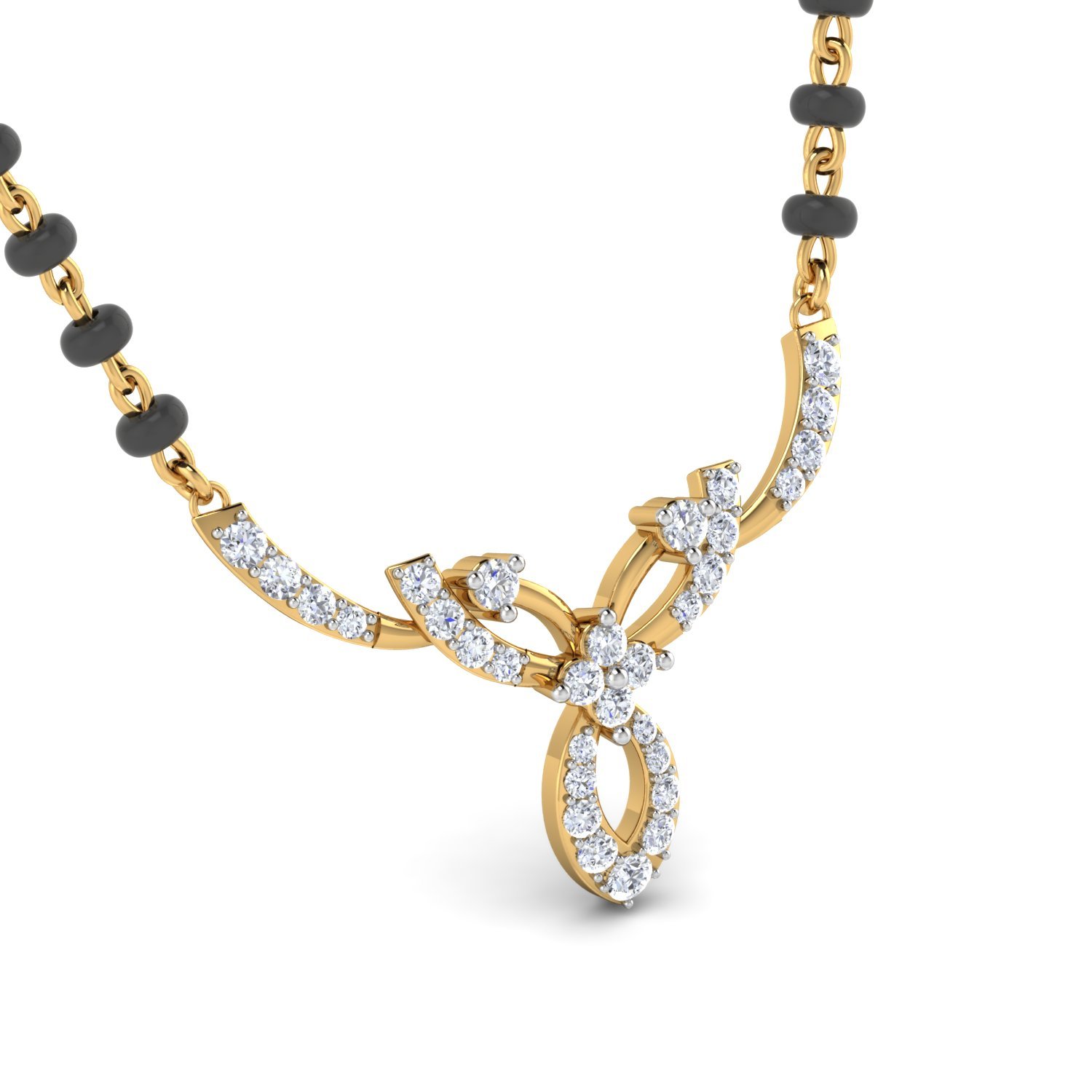 Bow of Love Diamond Mangalsutra Pendant In Pure Gold By Dhanji jewels