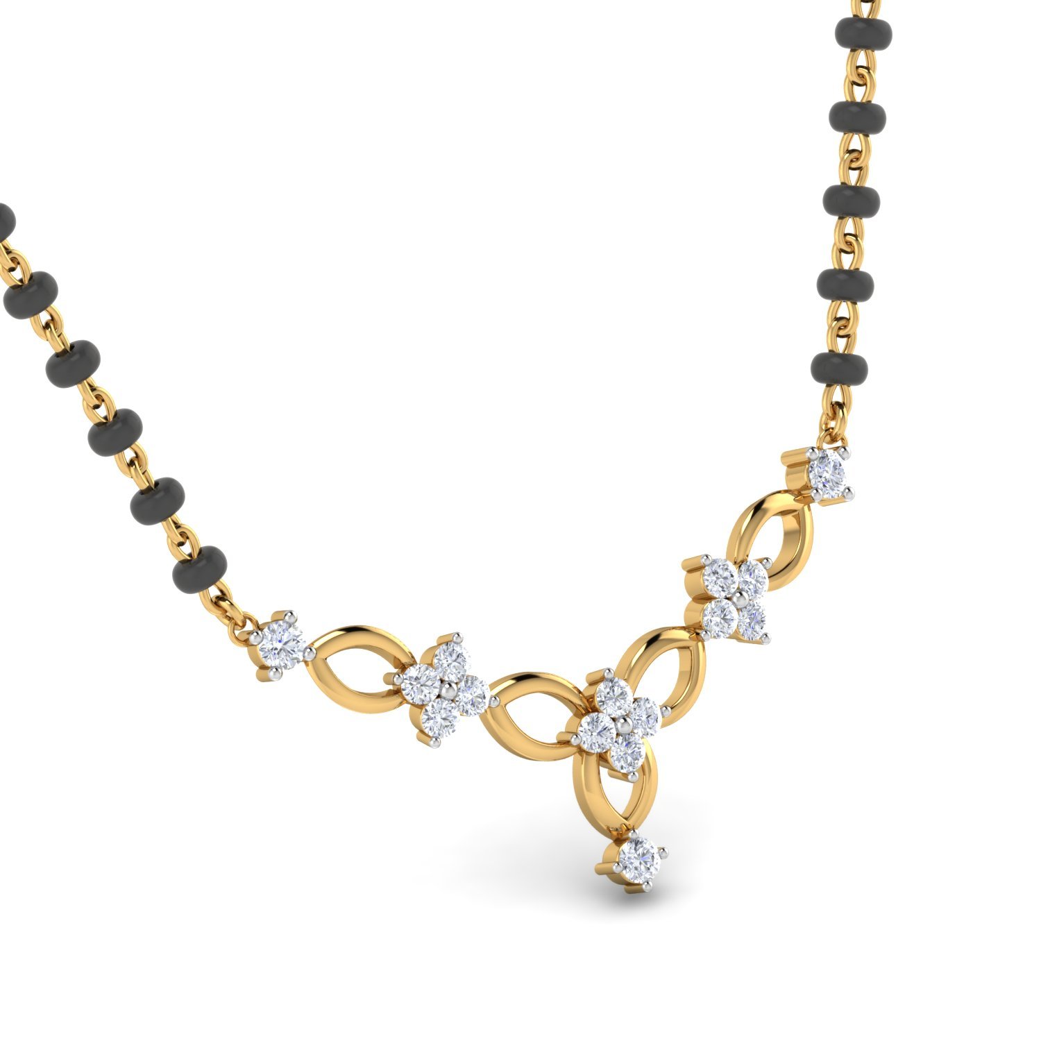 Modern Touch Diamond Mangalsutra Pendant In Pure Gold By Dhanji Jewels