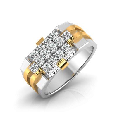 Contemporary Man's Diamond Ring In Pure Gold By Dhanji Jewels