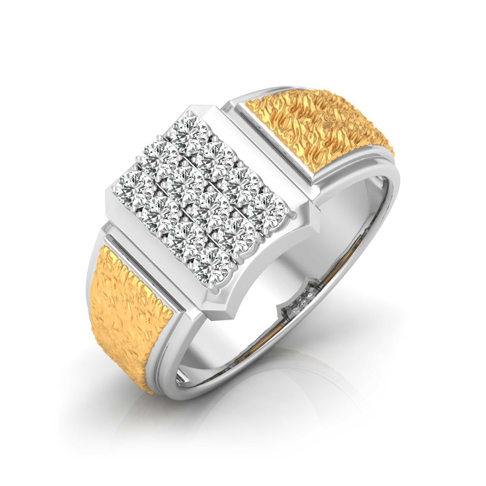 Textured Man's Diamond Ring In Pure Gold By Dhanji Jewels