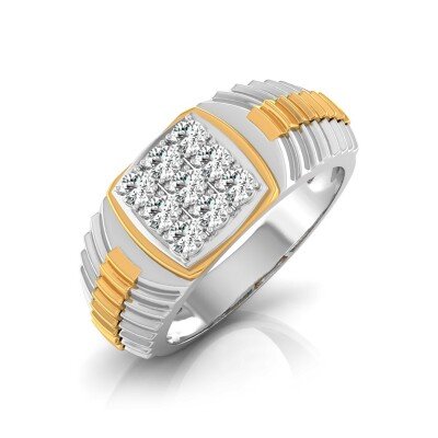 Dual Tone Man's Diamond Ring In Pure Gold By Dhanji Jewels