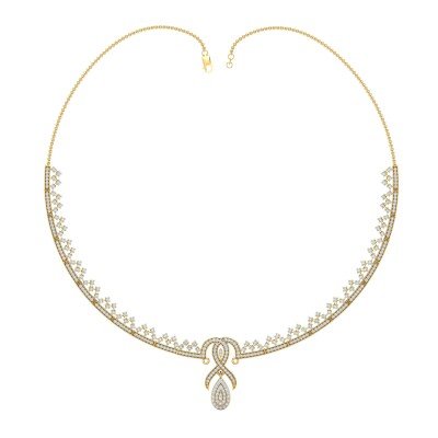 Queen's Touch Diamond Necklace In Pure Gold By Dhanji Jewels