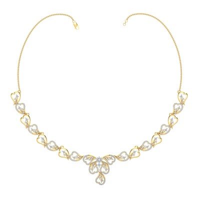 Full Of Heart Diamond Necklace In Pure Gold By Dhanji Jewels