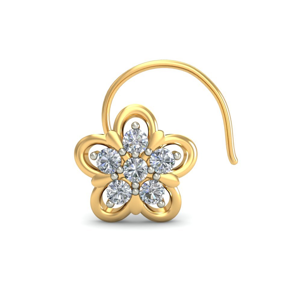 Floral Courage Diamond Nosepin In Pure Gold By Dhanji Jewels