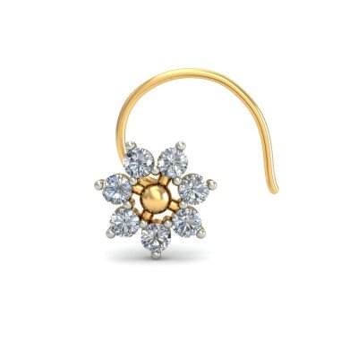 Shiny Snowflake Diamond Nosepin In Pure Gold By Dhanji Jewels