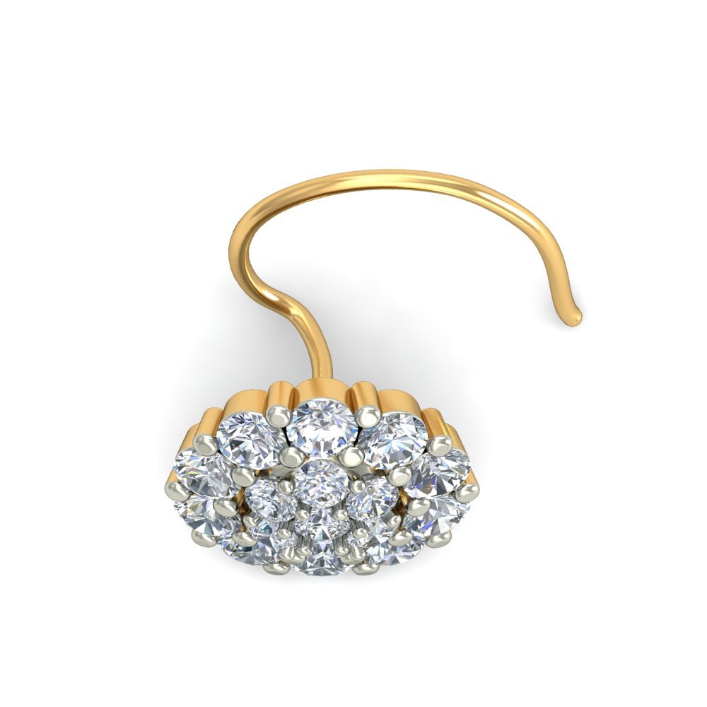 Floral Bust Diamond Nosepin In Pure Gold By Dhanji Jewels