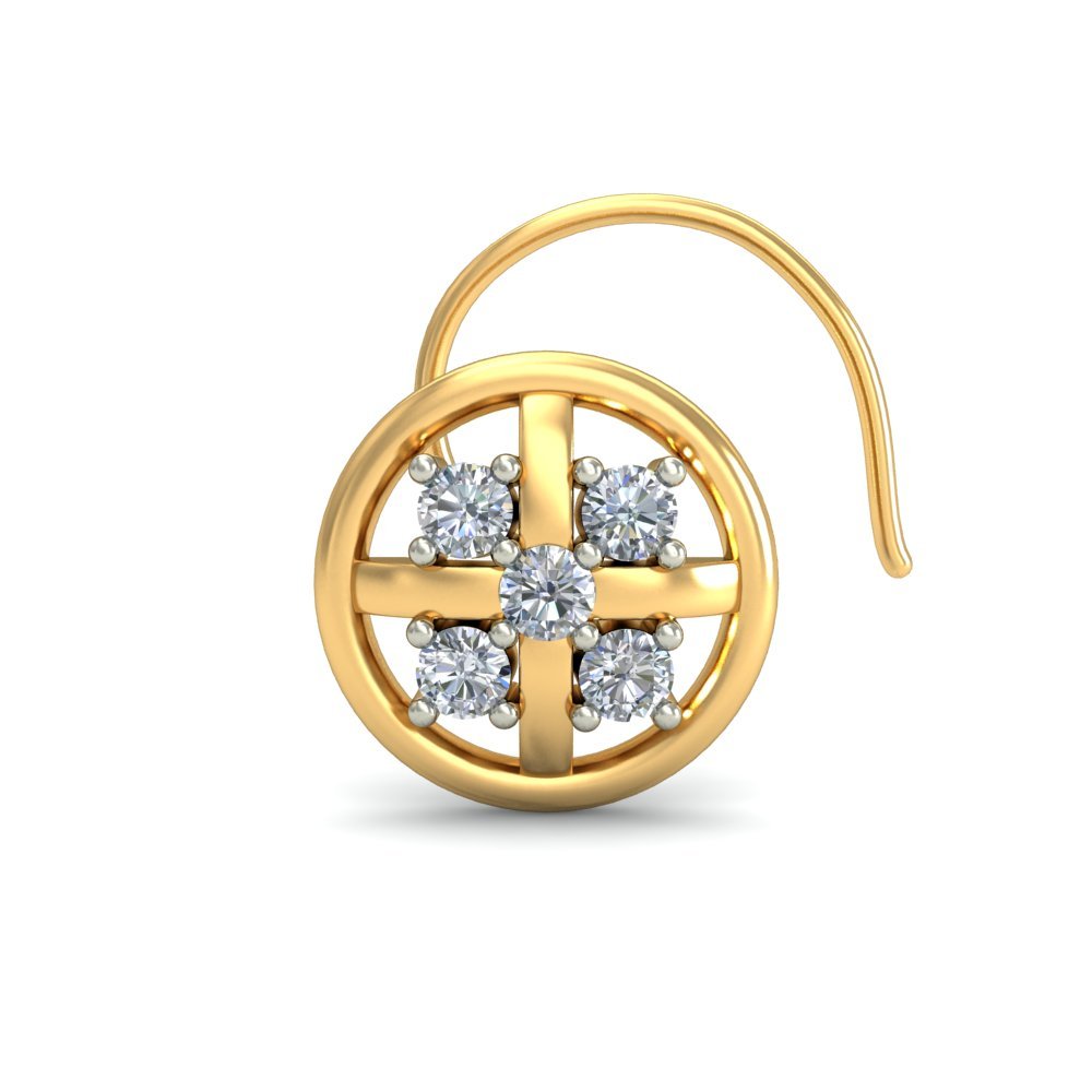 Circular Diamond Nosepin In Pure Gold By Dhanji Jewels