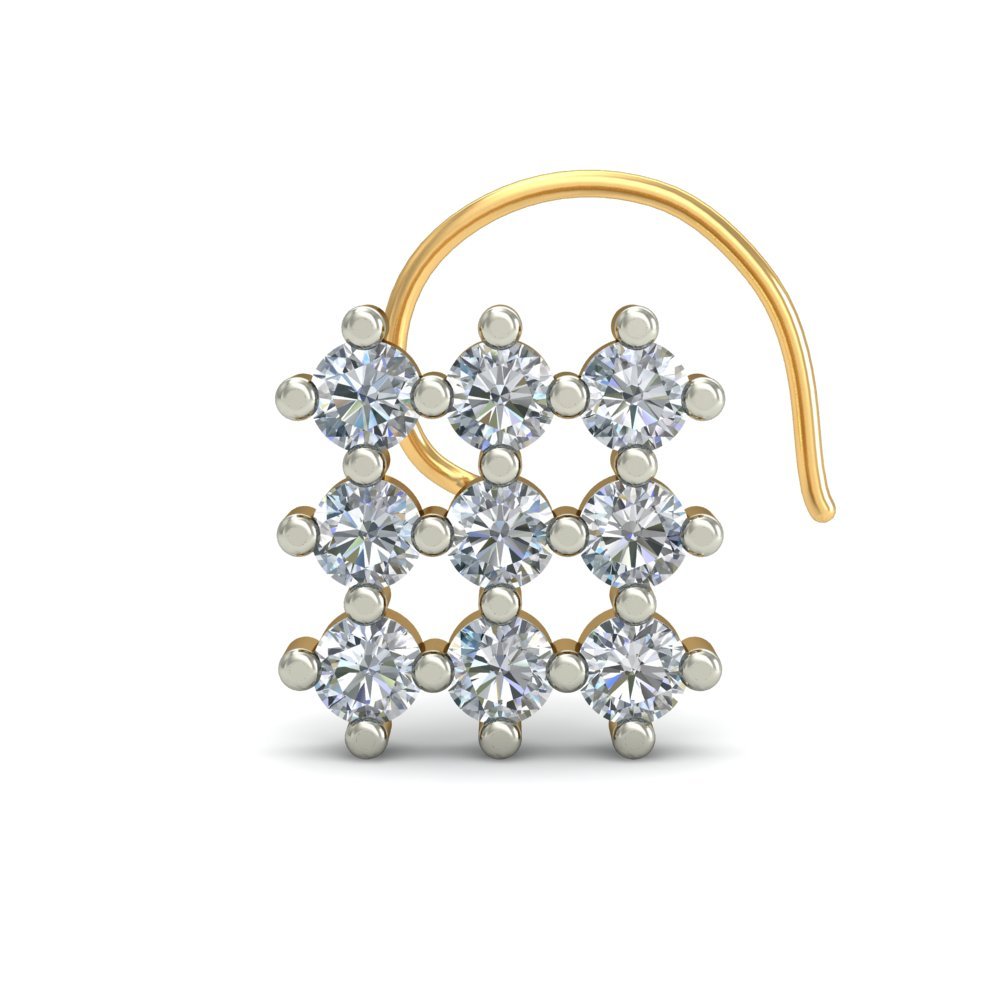 Square Shaped Diamond Nosepin In Pure Gold By Dhanji Jewels