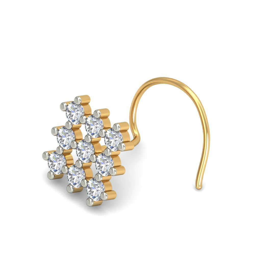 Square Shaped Diamond Nosepin In Pure Gold By Dhanji Jewels