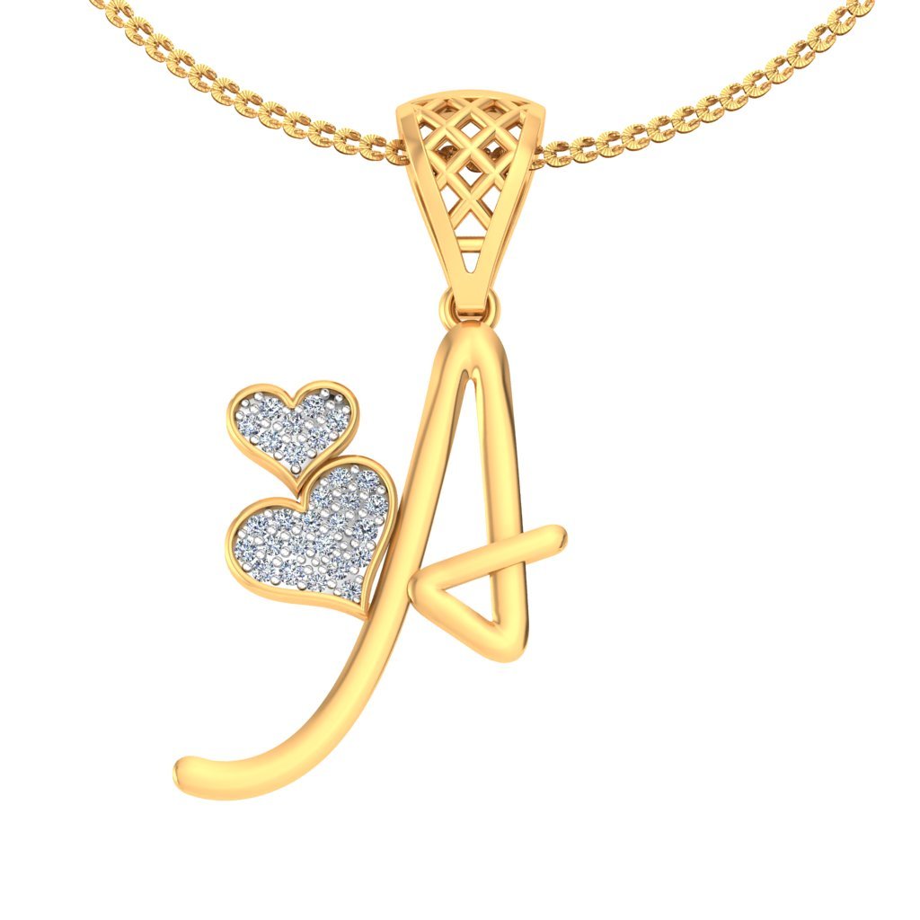 A For Amazing Diamond Pendant In Pure Gold By Dhanji Jewels
