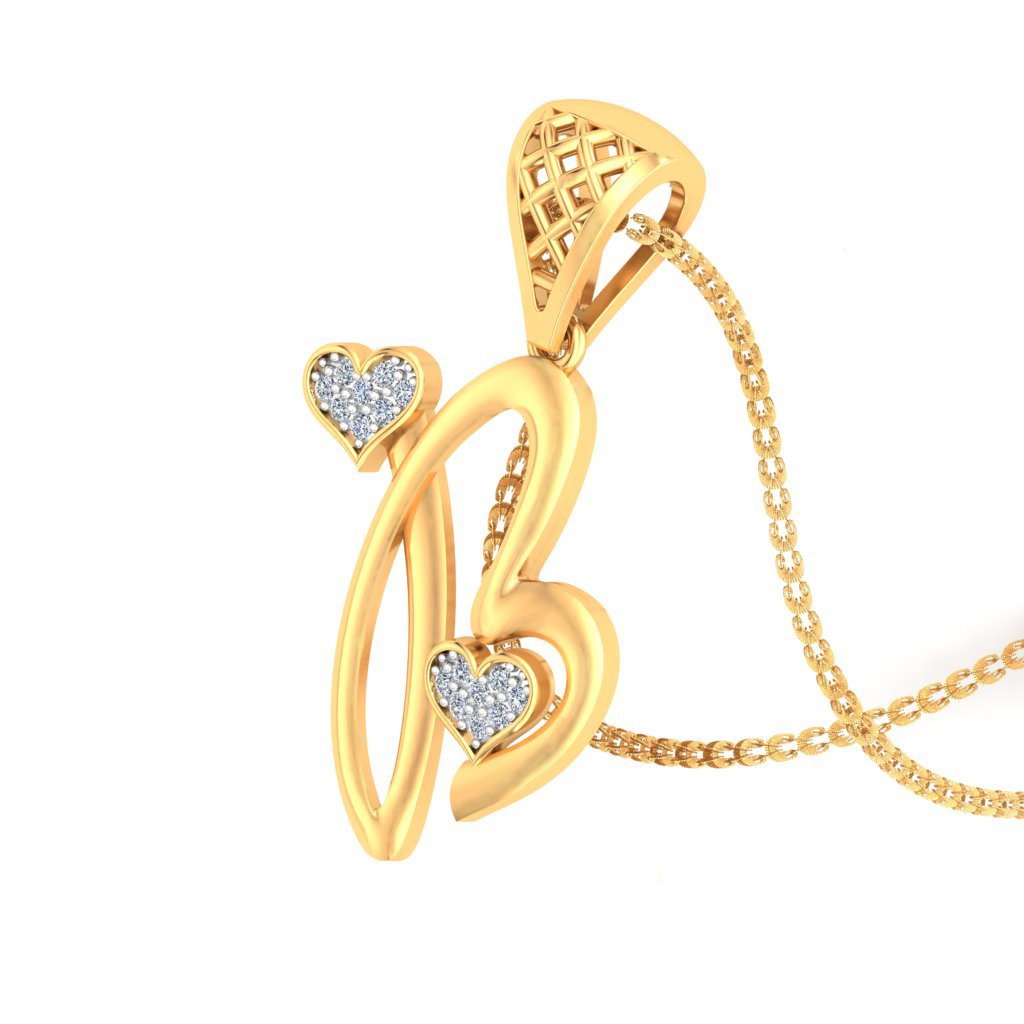 B For Bold Diamond Pendant In Pure Gold By Dhanji Jewels