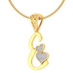 E For Elegant Diamond Pendant In Pure Gold By Dhanji Jewels