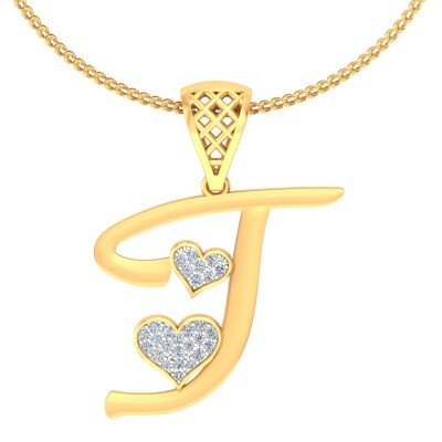 J For Joyful Diamond Pendant In Pure Gold By Dhanji Jewels