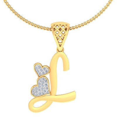 L For Lively Diamond Pendant In Pure Gold By Dhanji Jewels