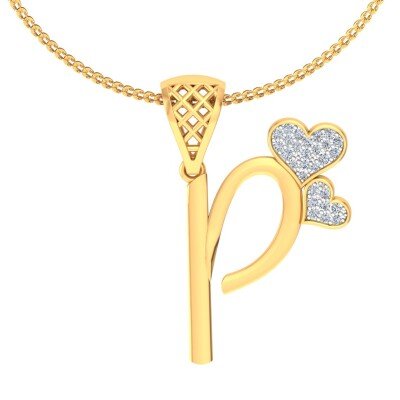 P For Passionate Diamond Pendant In Pure Gold By Dhanji Jewels