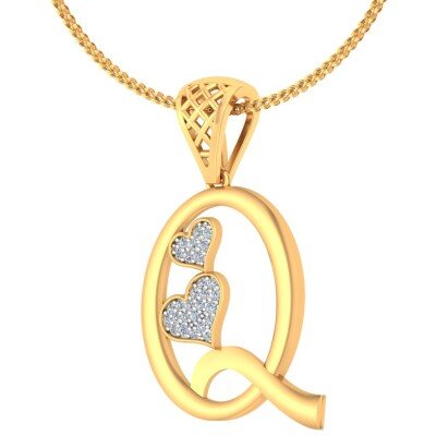 Q For Quaint Diamond Pendant In Pure Gold By Dhanji Jewels