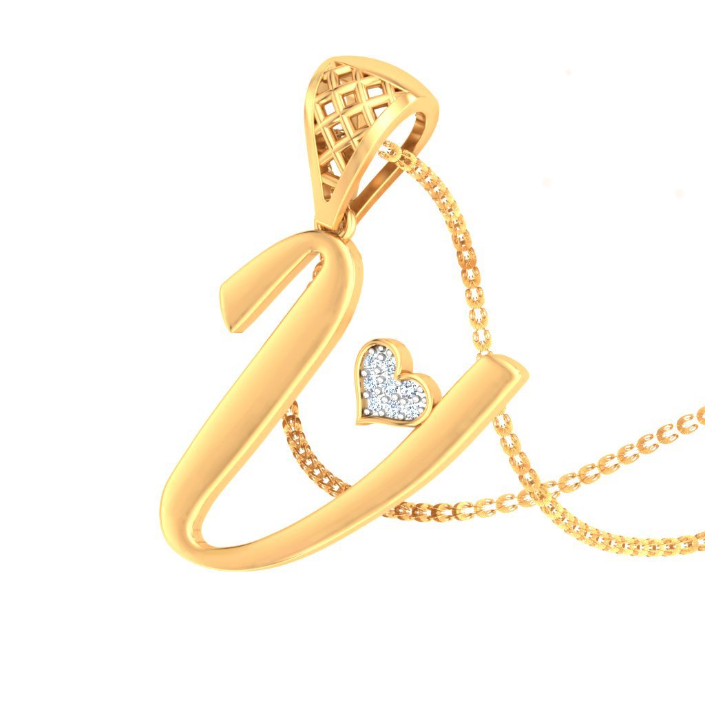 V For Valiant Diamond Pendant In Pure Gold By Dhanji Jewels