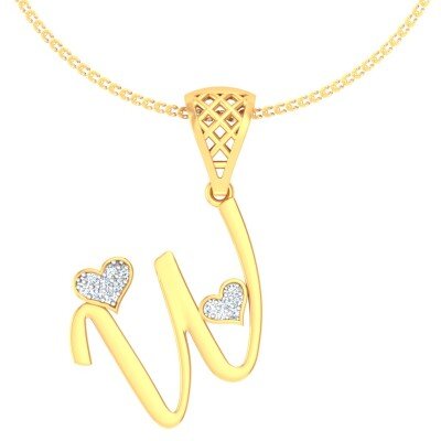 W For Worthy Diamond Pendant In Pure Gold By Dhanji Jewels